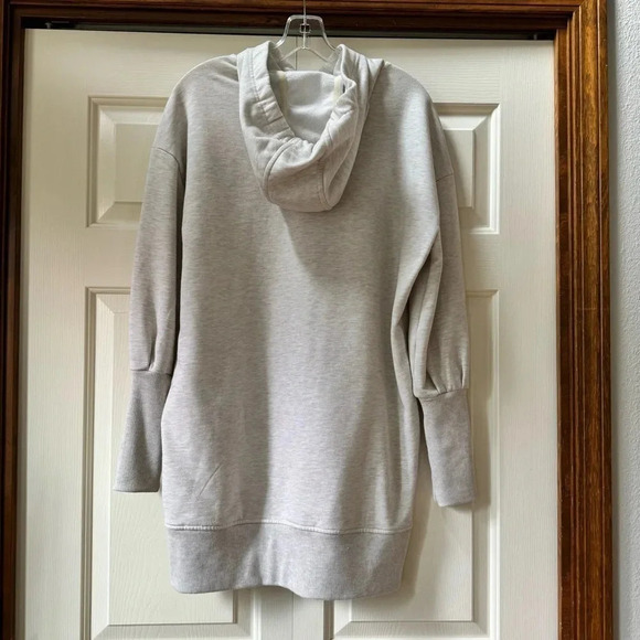 Athleta Modal Mala Hoodie Dress Heathered Oatmeal Size Small - Picture 6 of 12